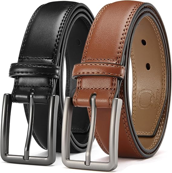 CHAOREN Belts for Men 2 Pack, Mens Belts Leather 1 3/8" for Buiness Casual