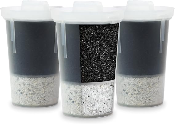 Santevia MINA Alkaline Water Filter Value Pack | 3-Pack At Home Water Pitcher Filter Adds Minerals and Makes Alkaline Water | Chlorine and Lead Water Filter| Made In North America