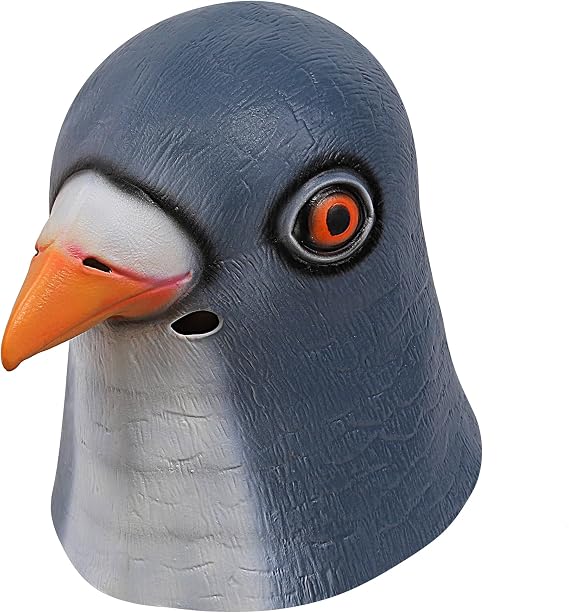 Pigeon Mask Latex Full Head Bird Mask for Halloween Costume Party Cosplay (Grey Blue)