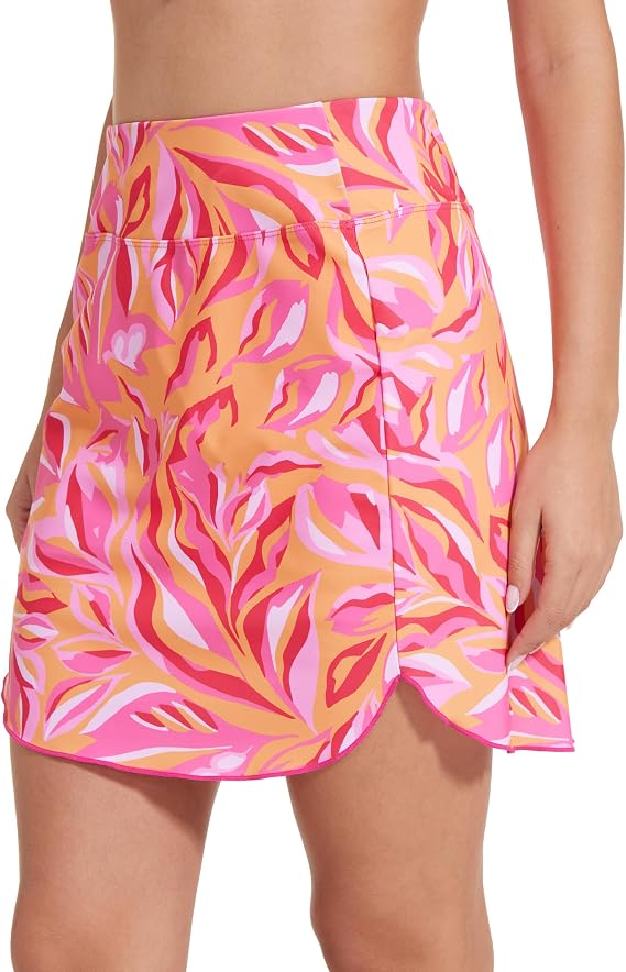 Swim Skirt Bottoms for Women High Waisted Swimsuit Skirts Tummy Control Bathing Suit Bottom Ladies Swimming Skorts