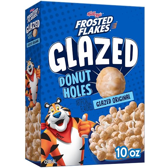 Kellogg's Frosted Flakes Glazed Donut Holes Original Breakfast Cereal 10oz | Kids Cereal, Family Breakfast