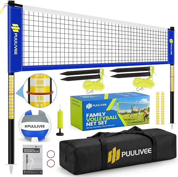 32/16FT Outdoor Volleyball Net Set for Backyard, Beach, Grass