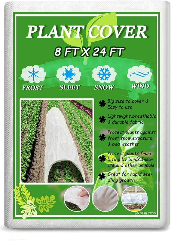 Darnassus 8FT24FT Plant Covers Frost Cloth Breathable Floating Row Cover | Frost Cloth Plant Freeze Protection Floating Row Covers for Winter Garden Beds Plant Growth Pest Protection