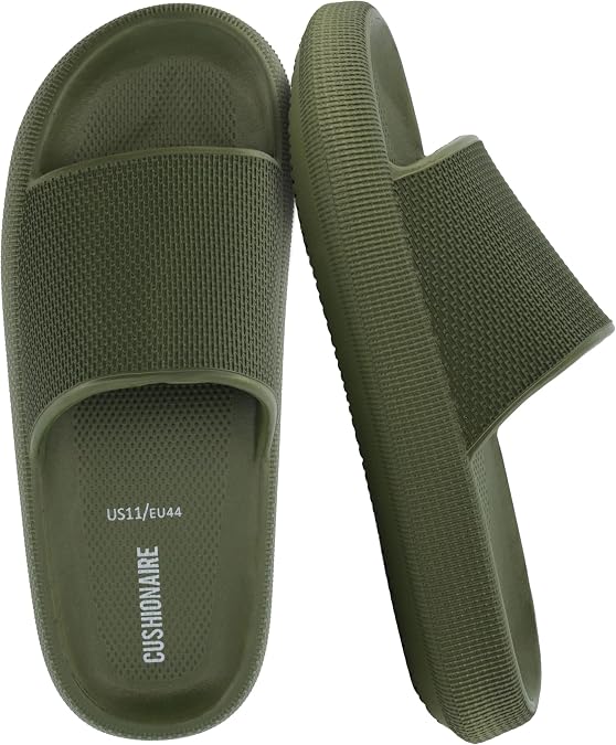 CUSHIONAIRE Feather EVA Mens Sandals Slip On Recovery Slides, Lightweight Water Shoes for Men