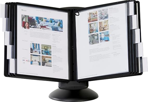 Durable Desktop Reference System, 10 Double-Sided Panels, Black