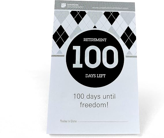 Retirement Count Down Calendar - 5.75"x3.75" - Black and White Tear Off Countdown Desk Calendar (White and Black, 100-Day Retirement)