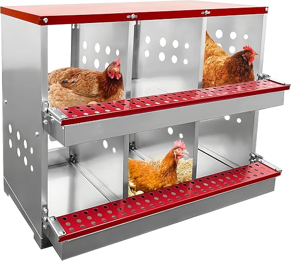 XINYI Chicken Nesting Boxes for Laying Eggs,Metal Coop for 6 Chickens,Roll Away Nesting Boxes,Easy Egg Collection,Brooder Box for Rabbit,Squirrel,Parakeet,Owl,Cockatiel,Robin
