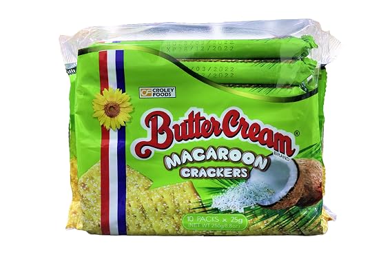 Croley Foods Buttercream Crackers - Macaroon Flavor, 8.8 oz (250g) 10 Count