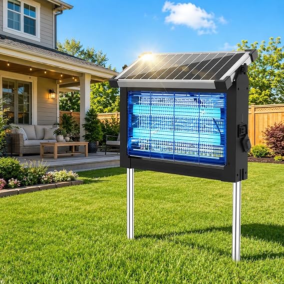 Solar Bug Zapper Outdoor, Mosquito Killer Lamp, Fly Zapper (Black)