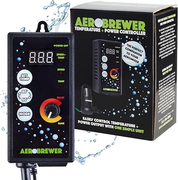 AEROBREWER Temperature + Power Controller -Variable Speed Controllers for Electric Motor Water Pump, +/- 3 Degree Temperature Controller, Variable Motor Speed Controllers for Mixing and Aerating
