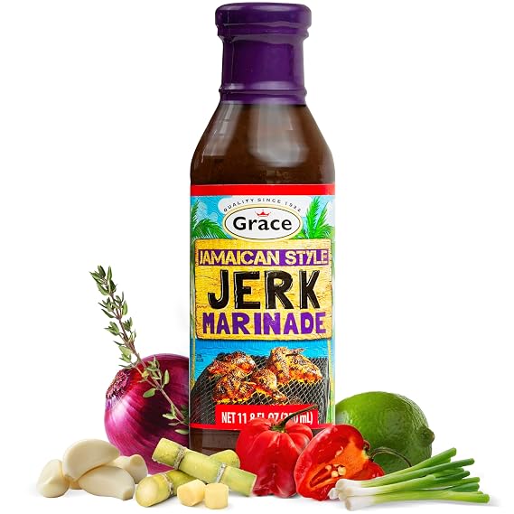 Grace Jamaican Jerk Marinade Sauce 11.8oz - Jamaican Jerk Seasoning Marinade for Jerk Chicken Marinade, Oxtail Seasoning, Fish & Vegetables - Jerk Seasoning Jamaican Style - Caribbean Jerk Sauce