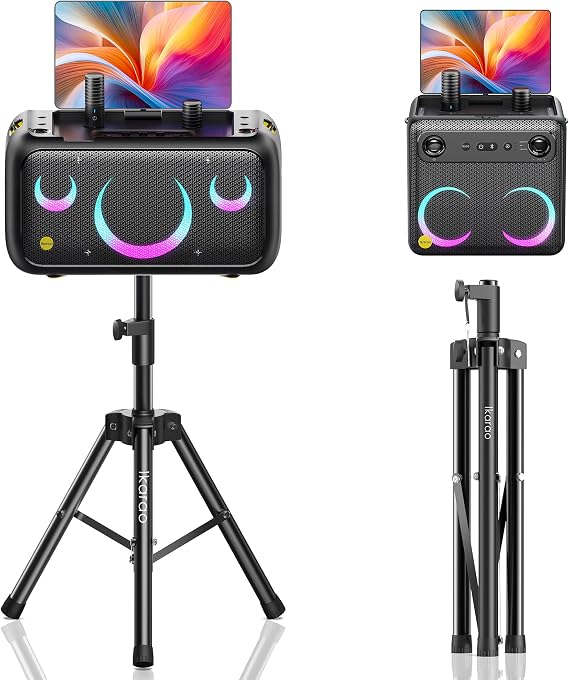 Ikarao Break X2 Karaoke Machine for Adult Bundle with Speaker Stand Adjustable Height 36"-47"