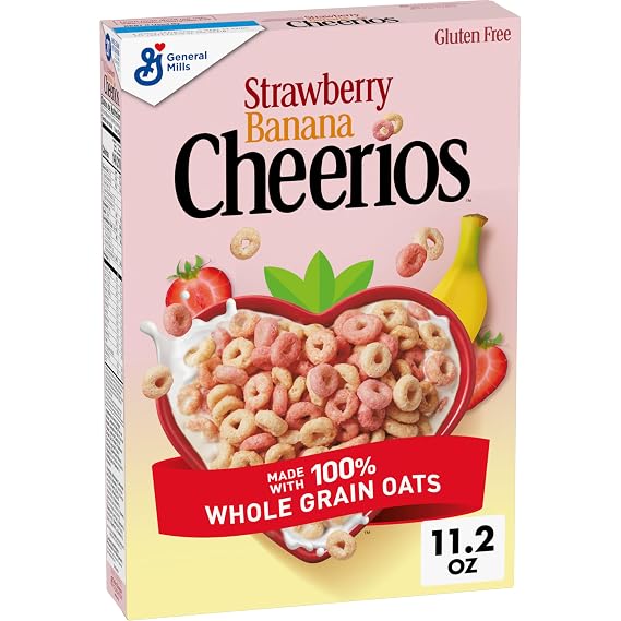 Cheerios Strawberry Banana Breakfast Cereal, Gluten Free, 11.2 oz