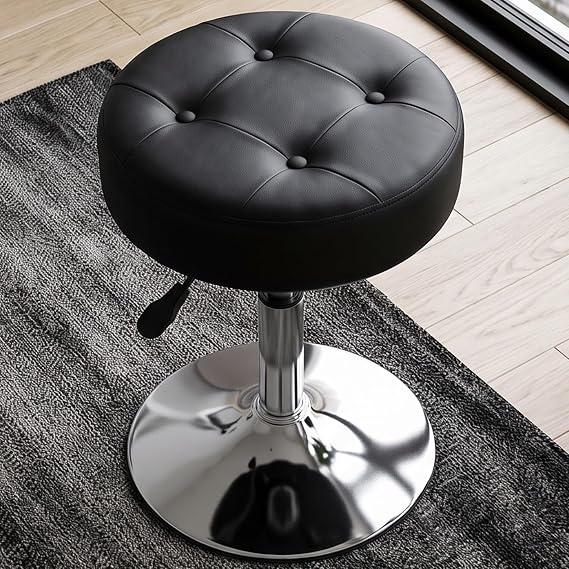 DUHOME PU Leather Vanity Stool Black