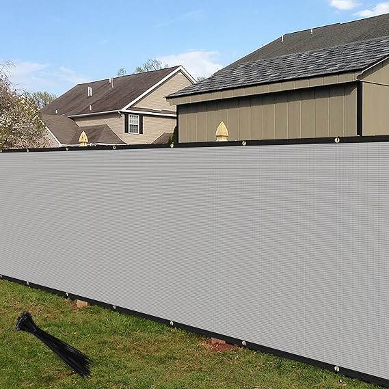 ECOOPTS 4'x99' Privacy Fence Screen Windscreen with Copper Grommets, Fit for Commercial Fence and Residential Garden Outdoor 90% UV Blockage, Cable Zip Ties Included (Gray)