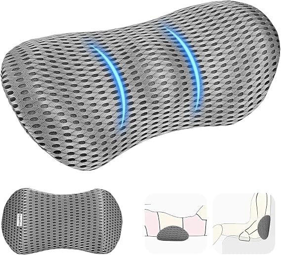 Lumbar Support Cushion, Ergonomic Lumbar Support Pillow for Office Chair & Car Seat - Breathable Memory Foam Back Pillow for Lower Back Pain Relief, Post-Surgery Recovery, and Improved Sleep