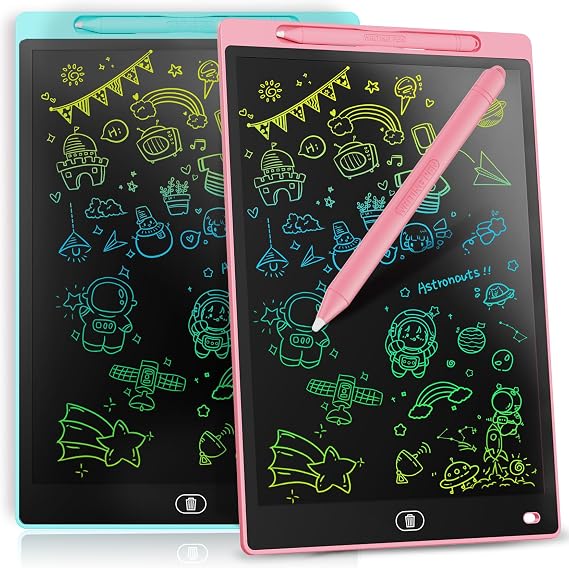 [2 Pack] Genialba LCD Writing Tablet 10-Inch Colorful Doodle Board, Toddler Learning Educational Toys Gifts for 3-8 Years Old Girls and Boys, Electronic Drawing Pad for Kids (Pink&Blue)