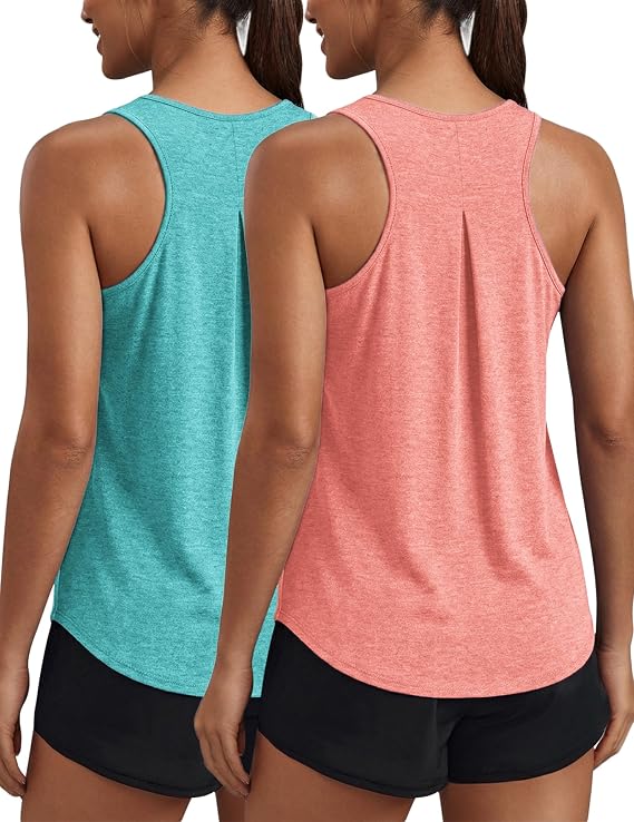 PINSPARK Workout Tops for Women Racerback Tank Top Pack Loose Fit