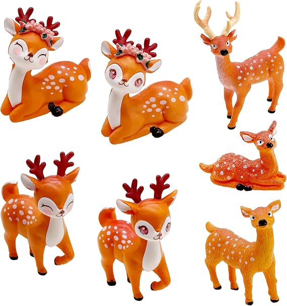 Cayway 7 PCS Deer Fairy Garden Accessories, Micro Landscape Miniature Deer, Micro Landscape Ornaments DIY Kit for DIY Craft Modeling Decor Micro Landscape