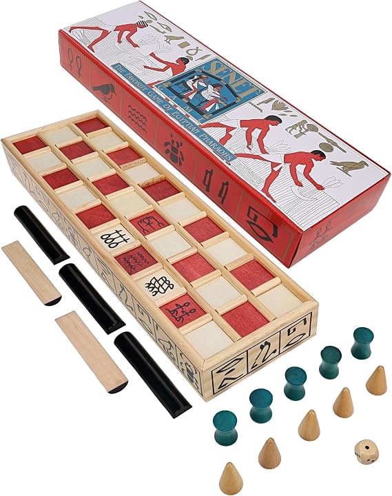 WE Games Senet Egyptian Board Game Handcrafted Solid Wood Senet Set for Historical Education, Cultural Appreciation & Strategy Ancient Game for Friends
