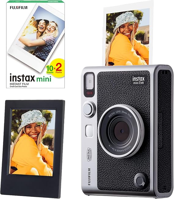 Instax Mini Evo Siyah Fotoğraf Makinesi 20li Film ve Çerçeve