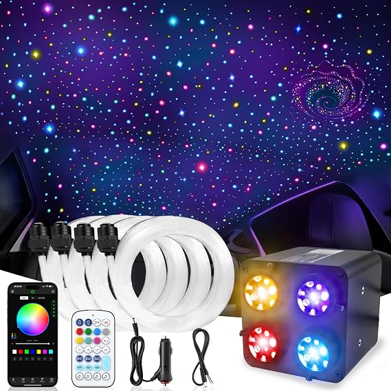 1000PCS 32W Starlight Headliner Kit,4 Light Colors Twinkle Fiber