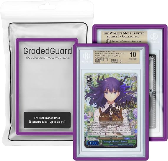 GradedGuard BGS Card Slab Protector Case, Standard BGS Size, Impact Resistant TPU Holder, Drop & Scratch Proof Frame for Graded Sports TCG Collectible Trading Cards. (Purple)