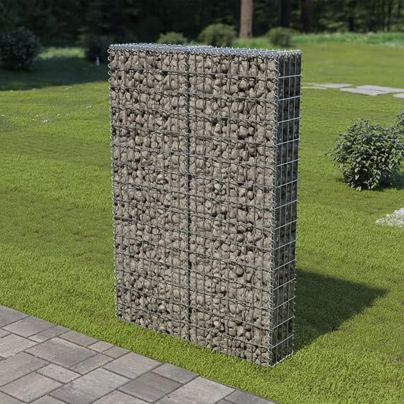 Gecheer Galvanized Steel Gabion Wall Basket 39.4 x 7.87 x 59 Inches with Top and Bottom Covers for Retaining Wall Landscaping