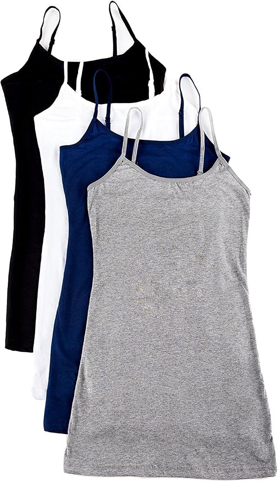 4 Pack Active Basic Women's Basic Tank Top (3X,Black/Gray/White/Navy)