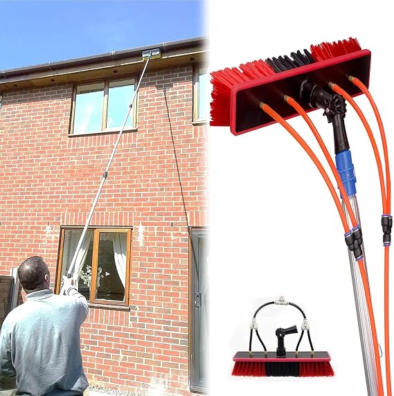 Window Cleaning Pole, Water Fed Telescopic Brush 5-12m, Extendable Cleaner Conservatory Roof, Suitable for Window Cleaning, Photovoltaic Panel Cleaning, Trucks,35cmHeadSliver-7m/22.97in