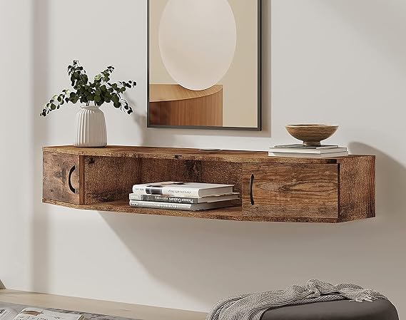 FITUEYES 41.3 Floating TV Stand Wall Mounted, Rustic Brown