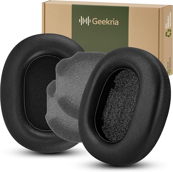 Geekria QuickFit Replacement Ear Pads for Sony WH-1000XM5 (WH1000XM5) Noise Canceling Headphones Ear Cushions, Repair Parts (Black)