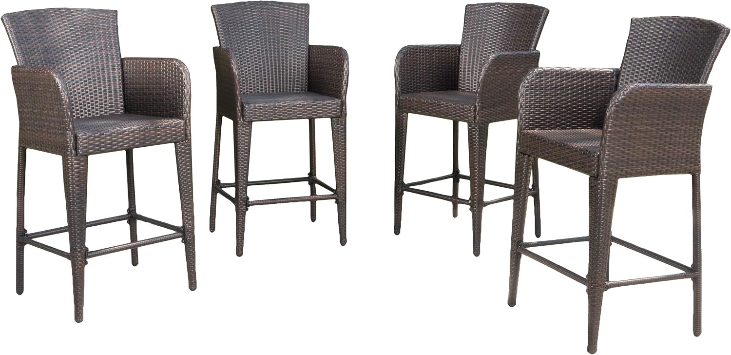 Christopher Knight Home Anaya 45 Wicker Barstools, 4-Pcs Set, Multibrown