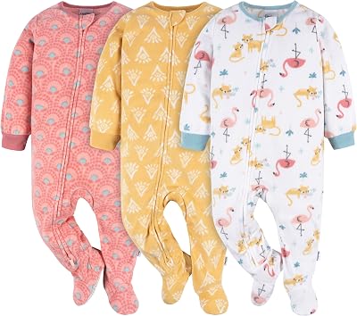 Gerber Baby Girls Fleece Footed Pajamas 3-pack