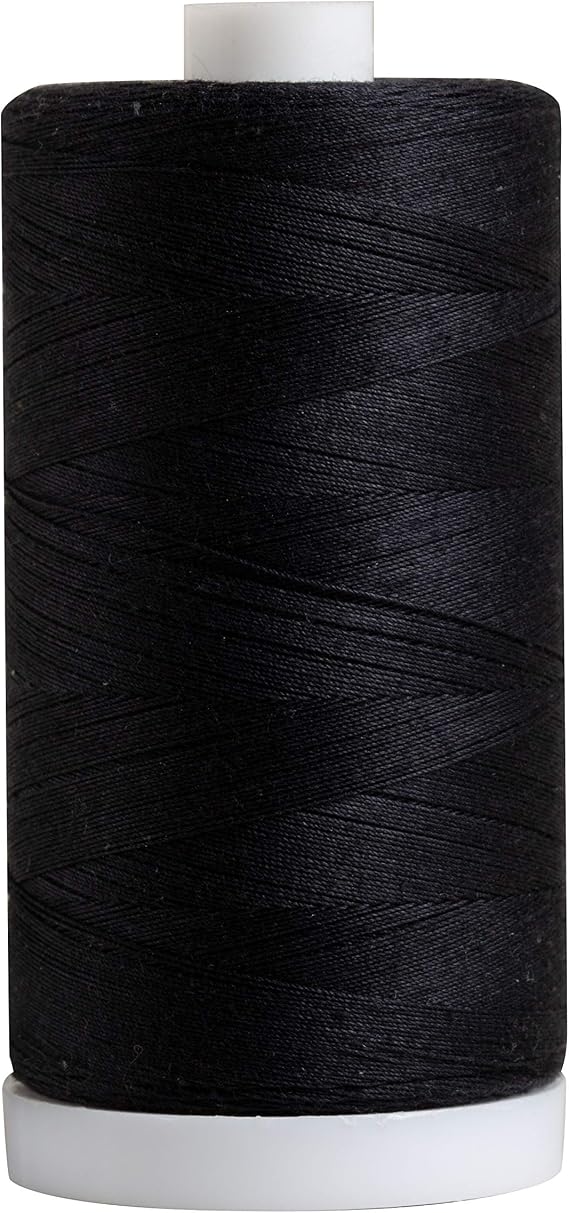 Connecting Threads Black 100% Cotton Thread Spool | Large 1200 yard thread spool for sewing, quilting, and crafting.