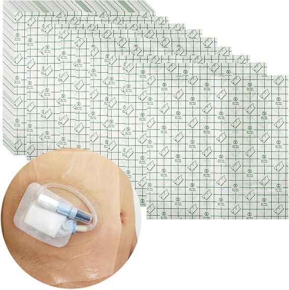 Waterproof Shower Cover Shields Large for Dialysis Port Picc Line Chest Catheter PD Peritoneal Dialysis Chemo Port Feeding Tube G-Tube Patient Shower Protector 9x9 inch (Pack of 25)