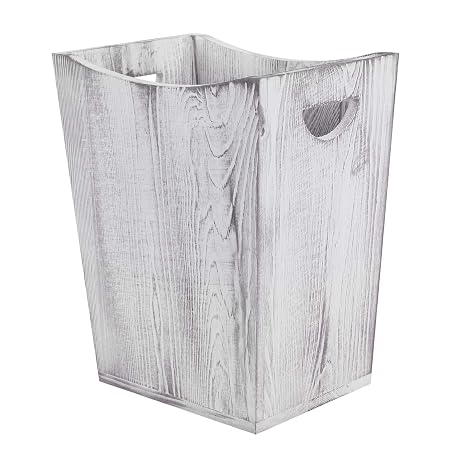 LIANTRAL Wood Trash Can, Gray Garbage Can for Bathroom Bedroom Farmhouse | Bathroom Trash Can Rustic Farmhouse Style Wastebasket Bin for Living Room