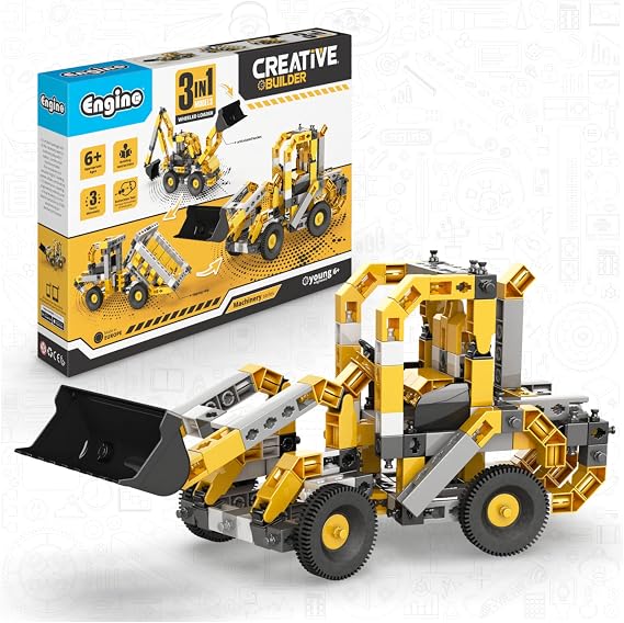 Engino Creative Builder 3-in-1 Wheeled Loader Construction Set, 193 Pcs