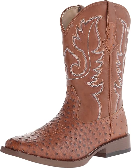 ROPER Mens Bumps Ostrich Square Toe Casual Boots Mid Calf - Brown, White