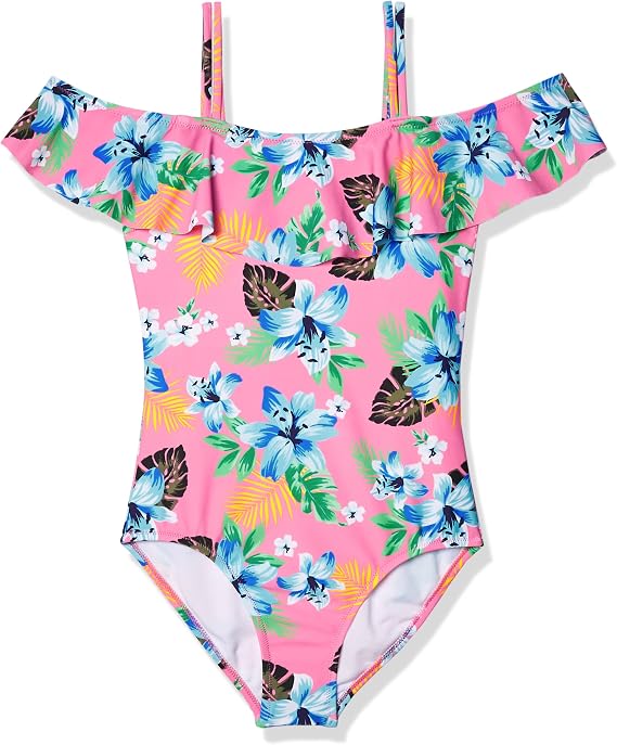 Kanu Surf Girls' Peggy UPF 50+ Beach Sport Off Shoulder One Piece Swimsuit