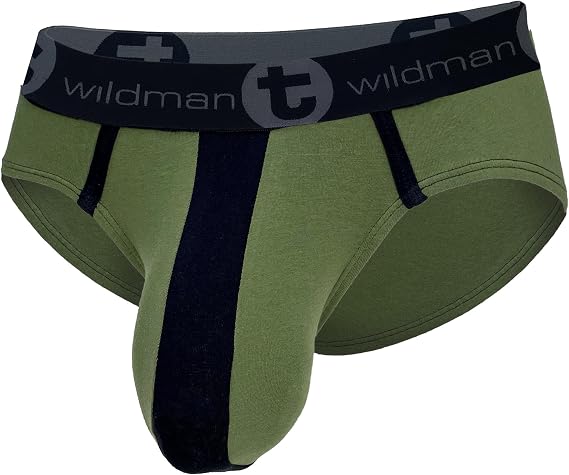 Wildmant Big Boy Pouch Cotton Brief with Stripe Army