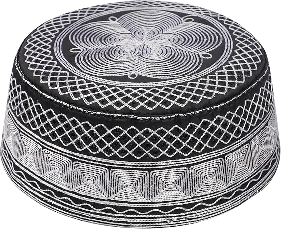 Mens Embroidered Kufi Muslim Prayer Hat Soft Islam Religious Arabic Cap