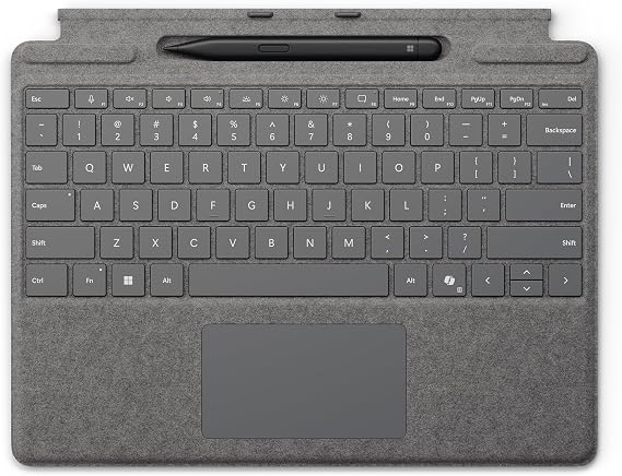 Microsoft Pro 9 ve Pro 8, Alcantara Malzeme, Platin için İnce Kalem 2 Paketi ile Surface Pro Klavye