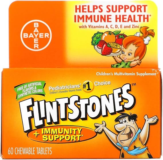 Flintstones Chewable Kids Vitamins with Immunity Support*, Multivitamin for Kids and Toddlers with Vitamin C & more, 60ct