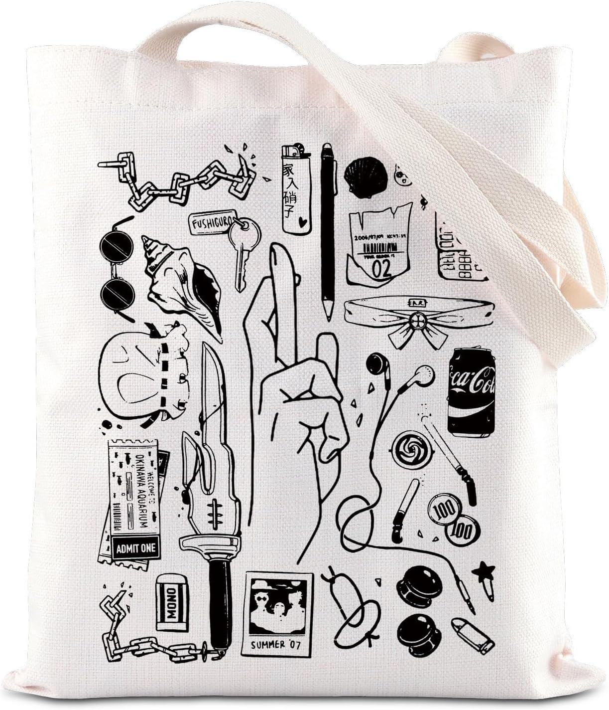 FOTAP JJK Inspired Tote Bag Manga Anime Fan Shoulder Bag Sorcerer Curse Fighter Japanese Anime Fan Shopping Bag