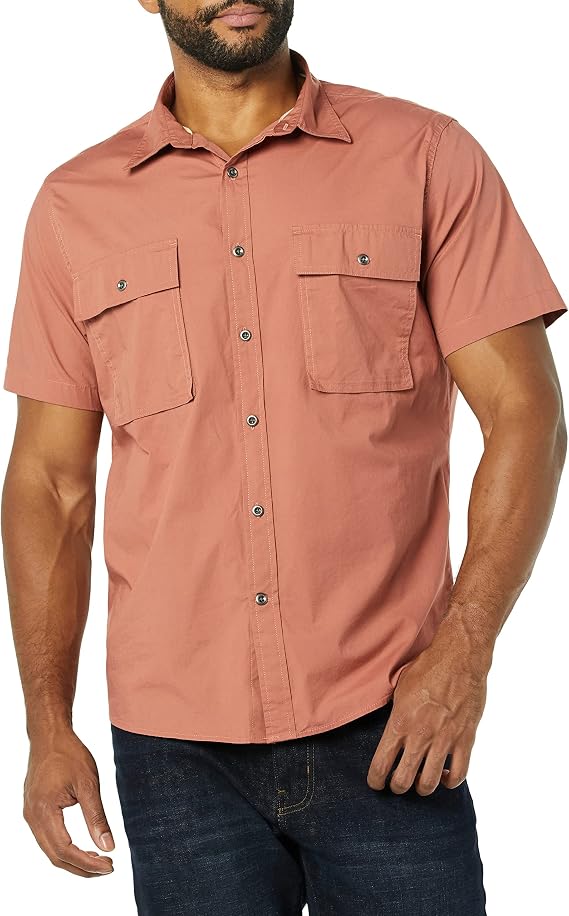 Amazon Essentials Men's Slim-fit Short-Sleeved Two-Pocket Utility Shirt