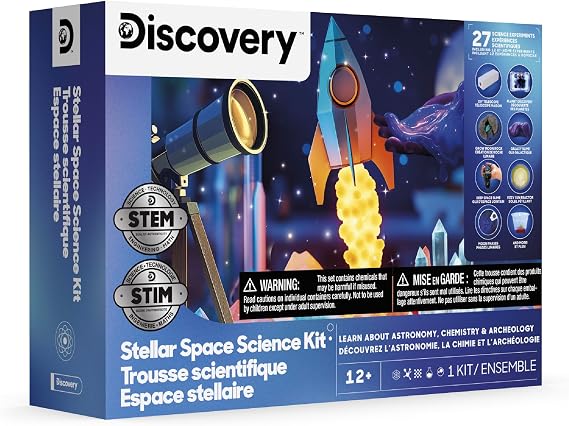 Discovery Stellar Space Science Kit for Kids| 30 Science Experiments| Build a Telescope, Galaxy Slime, Grow Moon Rocks| STEM Astronomy Chemistry