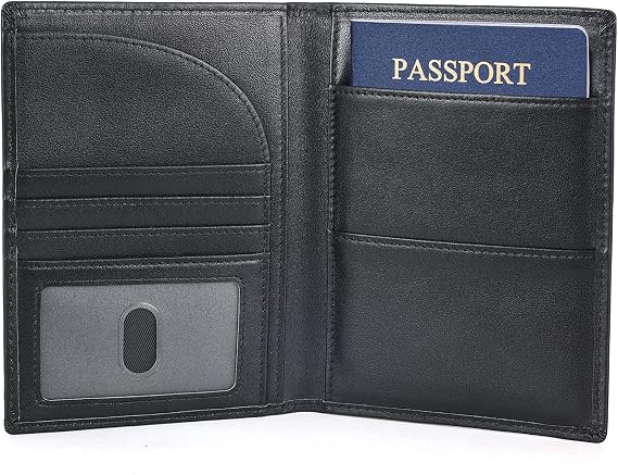 Polare Leather Passport Holder RFID Blocking Travel Bifold Wallet