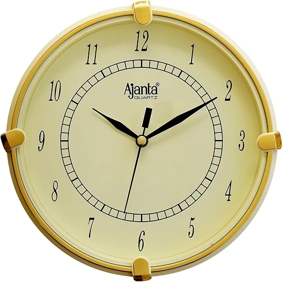 Ajanta Quartz Plastic Wall Clock (25.7cm X 25.7Cm),Ivory