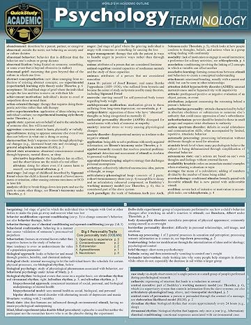 Psychology Terminology: a QuickStudy Laminated Reference Guide (Quickstudy Reference Guide)